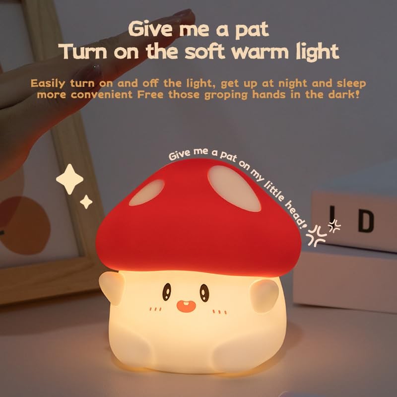 Gaoillneunji Mushroom Silicone Night Light for Kids - Squishy LED