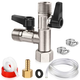 Boltigen RV Winterizing Kit, Brass Nickel Plated RV 3-way by-pass Diverter Valve Replacement Kit, 1/2NPT Boat Pump Converter winterizing Kit for Fill Pipes with Antifreeze, 1/2 Barb, 59in Siphone Hose