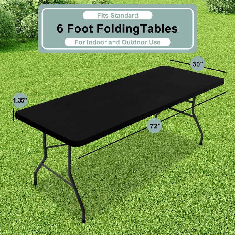 misaya Rectangle Vinyl Tablecloth, 6 Foot Elastic Fitted Table Cloth