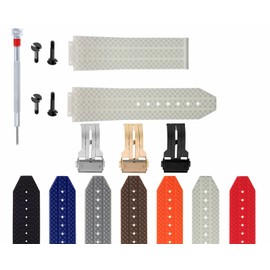 Ewatchparts 24-25mm Rubber Watch Band Strap Compatible With Hublot Big Bang Ceramic Clasp Includes 4 Black Screws And Screw Driver