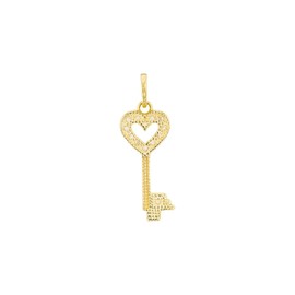 Amor Motif Pendant Gold 375/9ct Women's Pendant with Synthetic Zirconia 1.9 cm White Key Comes in Jewellery Gift Box 2039179, Gold 375/9ct, Synthetic zirconia.