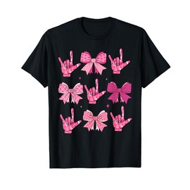 Asl I Love You Coquette Bow Hand American Sign Language T-Shirt