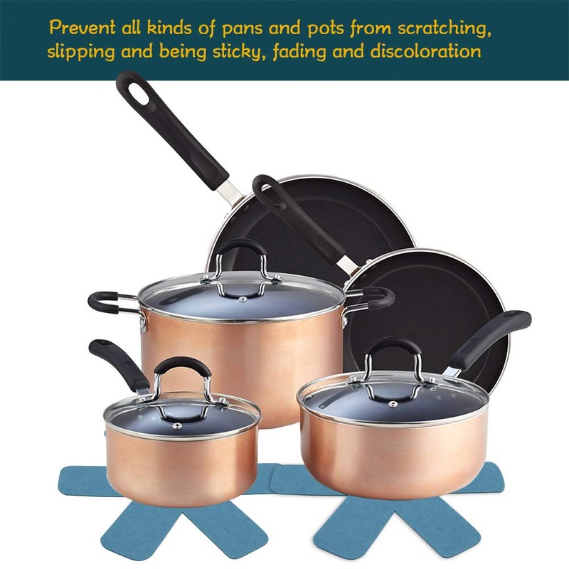 Pan Pot Protectors, Larger & Thicker Felt Pan Protector, Gray/Orange/Cyan