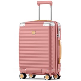 Joyway 20 Inch Carry On Luggage Airline Approved, PP Hardside Carry On Suitcase with Spinner Wheels and TSA Lock, Lightweight Luggage with Anti-Collision Corner (Rose Gold, 20 Inch)