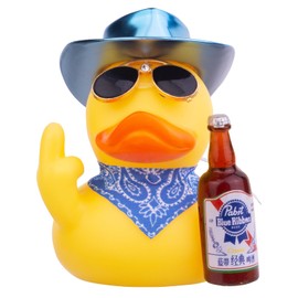 Mwmoeen Rubber Duck Car Ornament, Yellow Duck Car Dashboard Decorations Accessories with Mini Cowboy Hat Scarf Sunglasses and Cute Bottle, 6.5 cm