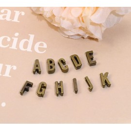 Shapenty Alloy Metal A-Z Alphabet Slide Letter Charms Spacer Beads for DIY Craft Bracelet Wristbands Necklace Choker Keychain Jewelry Making Finding, 4pcs of Each Letter, 104PCS (Antique Bronze)