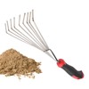 Hand Rake, Steel Hand Rake Soil Tiller with Handle, Short