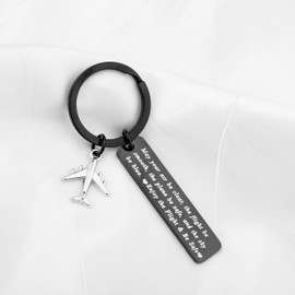 Pilot Gift Flight Attendant Gift Fly Safe Keychain Traveling Gifts May Your Air Be Clear The Flight Be Smooth The Plane Be Safe Airplane Jewelry (black)