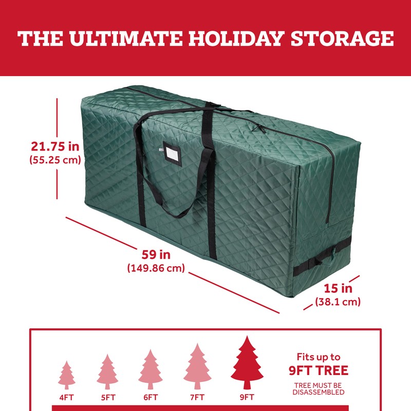 Zober Christmas Tree Storage Bag - Open Top, Quilted Christmas