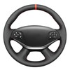 MEWANT Hand Stitch Black Artificial Leather Steering Wheel Cover for