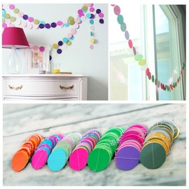 2pcs Paper Garland Colorful Rainbow About 8m / Birthday Wedding After-Party Event Decoration Decoration Interior Birthday Wedding Decoration Kindergarten Nursery Decoration Photography Tools Background(4 Meters Length per Piece) (Round)