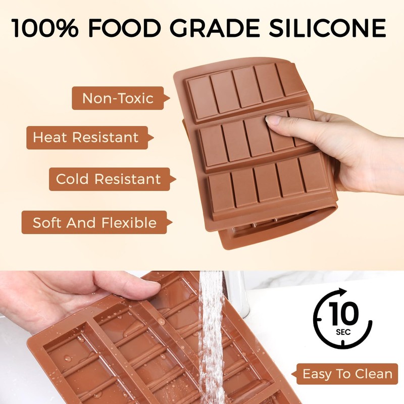 Chocolate Molds - Non-Stick Chocolate Bar Mold, Food Grade Silicone