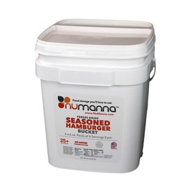 NuManna Seasoned Ground Beef (Hamburger) Bucket 36 Servings- Emergency Survival Food Storage Kit, Separate Rations, in a Bucket, 25 Plus Year Shelf Life, GMO-Free