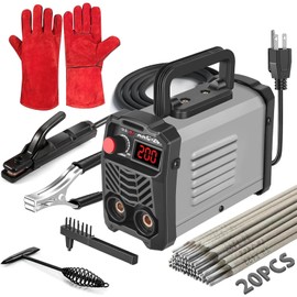 Hpoouo 200Amp 20PCS Rods Stick Welder, Super MINI Portable Welding Machine, IGBT Inverter Welder Machine 110V with Hot Start Arc Force Anti-Stick, for 1/16"-1/8" Rod ARC Welder, Chip Hammers (Gray)
