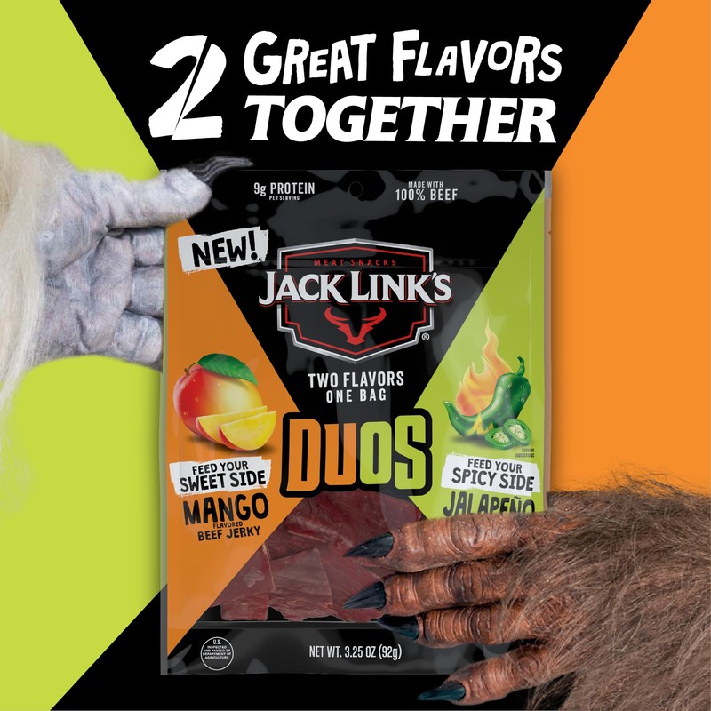 Jack Link's DUOs Jalapeño and Mango Beef Jerky, Shareable Under