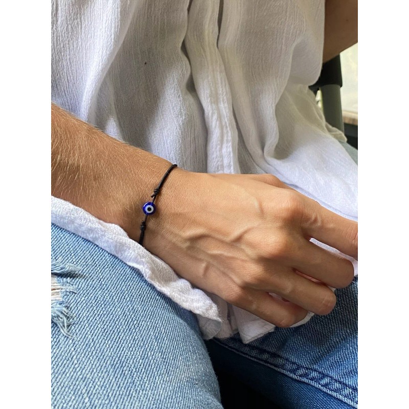 Luck Strings Men Evil Eye Black String Bracelet Blue Evil