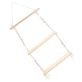 Gatuida Macrame Wall Hanging Shelf 2-Tiers Flower Pot Hanging Shelf Boho Wall Shelf Home Decor