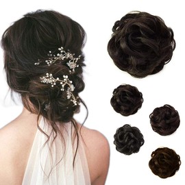 Beauty Angelbella Hair Bun Extension Synthetic Ponytail Wavy Curly Messy Hair Pieces Hairpiece for Women (2#)