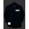 Security Zipped up Windbreaker in Black with Yellow/Reflective Decorations Front