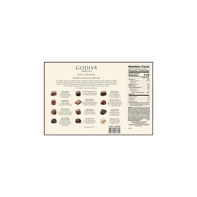Godiva Belgium Premium Chocolate Variety Assorted Chocolates, 11.3 OZ