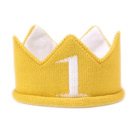 1st Birthday Hat - Yellow Hat Kids, Cute Yellow Crown, Baby Knitted Hat, First Birthday Crown, Winter Hat For 1 Year Old, 1 Year Old Girl Boy Gifts, Baby Winter Hat Baby Headband, 1st Birthday Crown