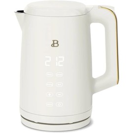 Beautiful 1.7-Liter Electric Kettle 1500 W with One-Touch Activation, Double-Wall Stainless Steel, Auto Shut-Off, Adjustable Temperature, Cordless (White Icing)