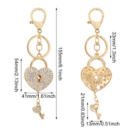 Honbay 1PCS Rhinestone Heart Lock Keychain with Key Sparkling Love Keyring Decoration in A Box for Bag Purse Wallet Handbags Backpack