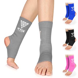 WYOX Ankle Brace Support Boxing Gear Compression Socks for Men Women Muay Thai Kickboxing Gym Ankle Support Wraps (Pair) (Grey, S / M (Women 4.0 - 6.5/ Men 3.0 - 5.5))