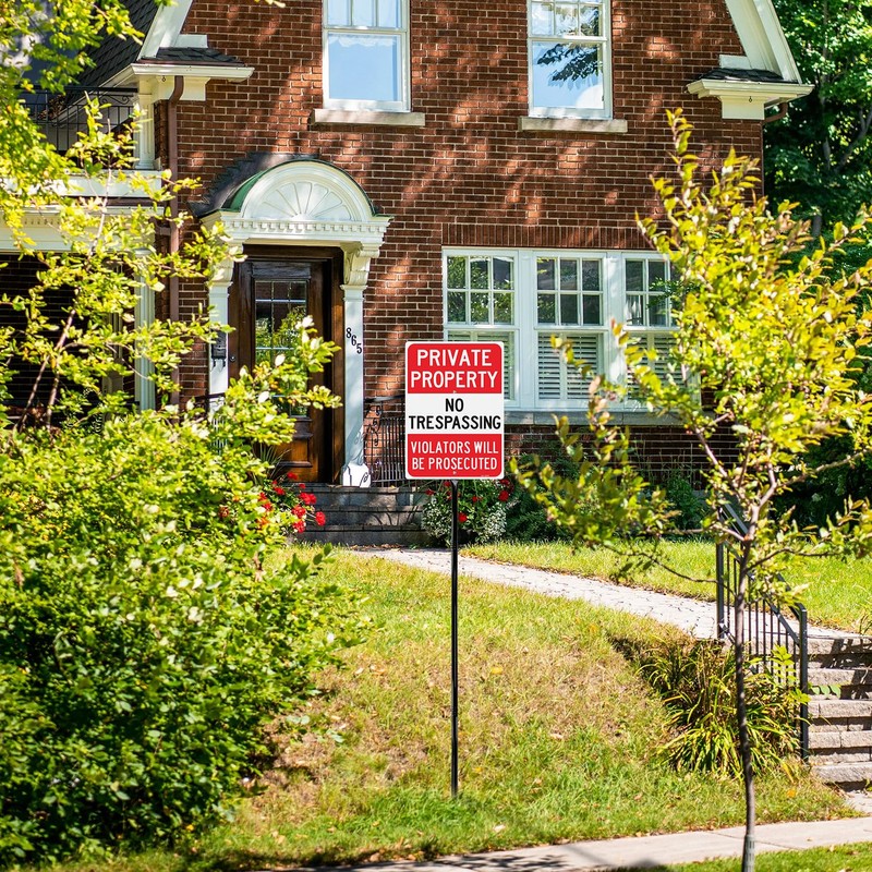 T&R Large Private Property No Trespassing Sign with 54" Stake,