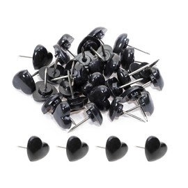 ONLYKXY 30pcs Sweetheart Push Pins Tacks Plastic Cute Love Heart Shape Head Nail Thumb Tacks Steel Point Bottom Tacks for Cork Bulletin Board Colored Tacks Decorative Push pins (Black)