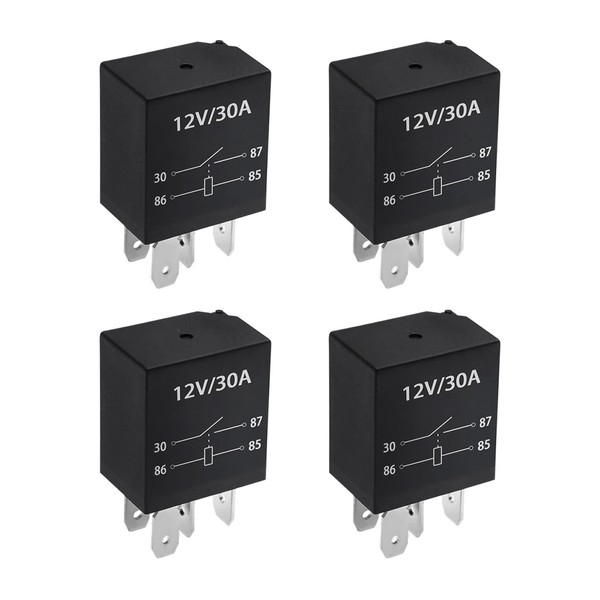 Augeny 4PCS 4 Pin 30A 12V Starter Relay, Multi-Purpose Automotive