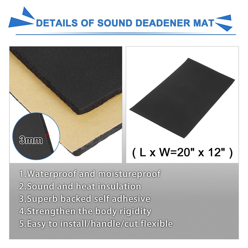 sourcing map Pack of 12 3 mm Insulation Mat Car