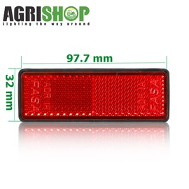 AGRISHOP 2x Rectangular Red Reflectors Stick On Reflectors for Gate Post Fence Caravan Vehicles Cat’s Eye
