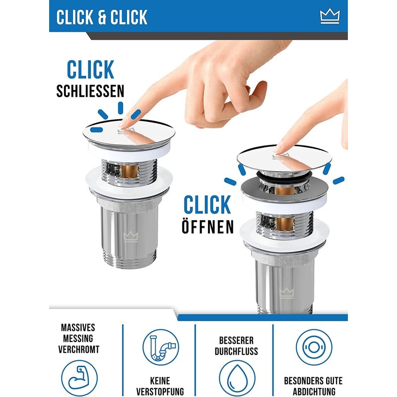 FEINER Sink Drain Fitting with Overflow + Siphon Sink Set