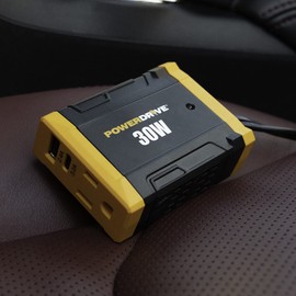 PowerDrive PWD30 30 Watt Power Inverter Car Plug Adapter 12v DC to 110v AC Slim Converter