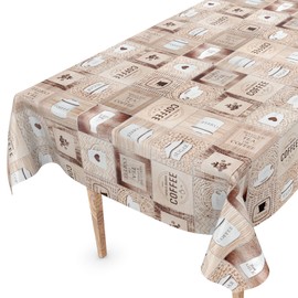 Washable Oilcloth Tablecloth 120 x 140 cm Cut Edge Coffee Coffee Easy Care