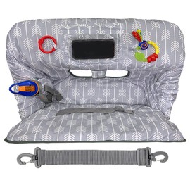 Shopping Cart Cover for Baby Grocery Cart Cover for Baby boy and Baby Girl, High Chair Cover for Baby and Toddler, Baby Registry Gift - Waterproof - Extra Large - Cotton - Double Sided (Light Grey)