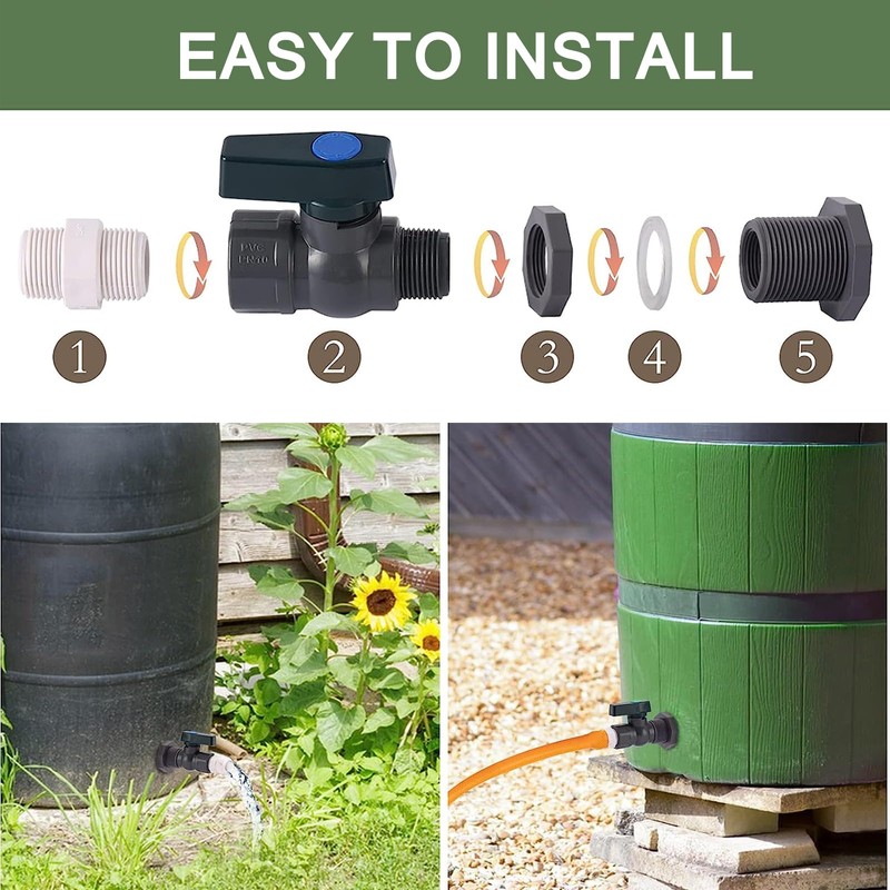 Rain Barrel Spigot Kit 3/4 Rain Barrel Diverter Kit Rainwater