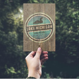 Lake Michigan, Wisconsin, Rustic Loon, (4x6 Birch Wood Postcards, 2-Pack Stationary, Rustic Home Wall Decor)