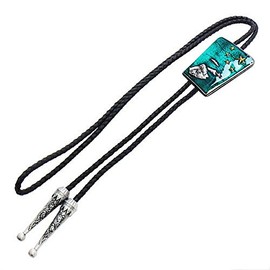 Blue Ocean 5 Star [Loop Tie Necklace] Polar Tie, Polo Tie, Bolo Tie prt0148, Emerald Blue, Gold, Silver