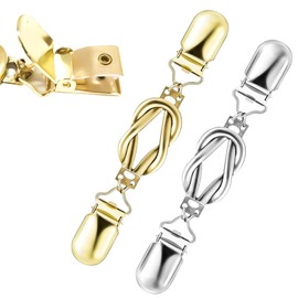 Pack of 2 Cardigan Clips Vintage Cardigan Clips Zinc Alloy Sweater Clips Scarf Clips Dress Clips for Women Retro Style Clothes Clips in Gold and Silver, Zinc