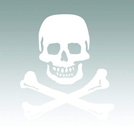RDW Skull and Bones Sticker - Decal - Die Cut - White 9.00" x 10.00"