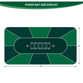 nuveti 47 x 24Inch Poker Mat Poker Table Top, Portable Texas Hold'em Poker Table Topper, Foldable Poker Table Tops Non-Slip Rubber Bottom for Card Games, Blackjack