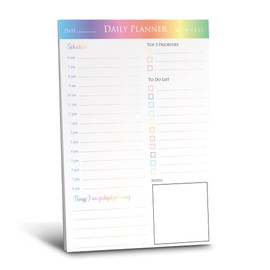 Daily Planner Pad & To Do List Notepad A5 with 50 Undated Tear-off Pages - Note Pad for Work Office- Daily Schedule, To Do List Planner, notes (rainbow)