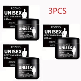 Rozino Unisex Body Unharing Cream - Painless Hair Removal for Arms Legs Chest & Pubic Area - Suitable for All Skin Types - 50g US:_Three Canisters - Super Savings!