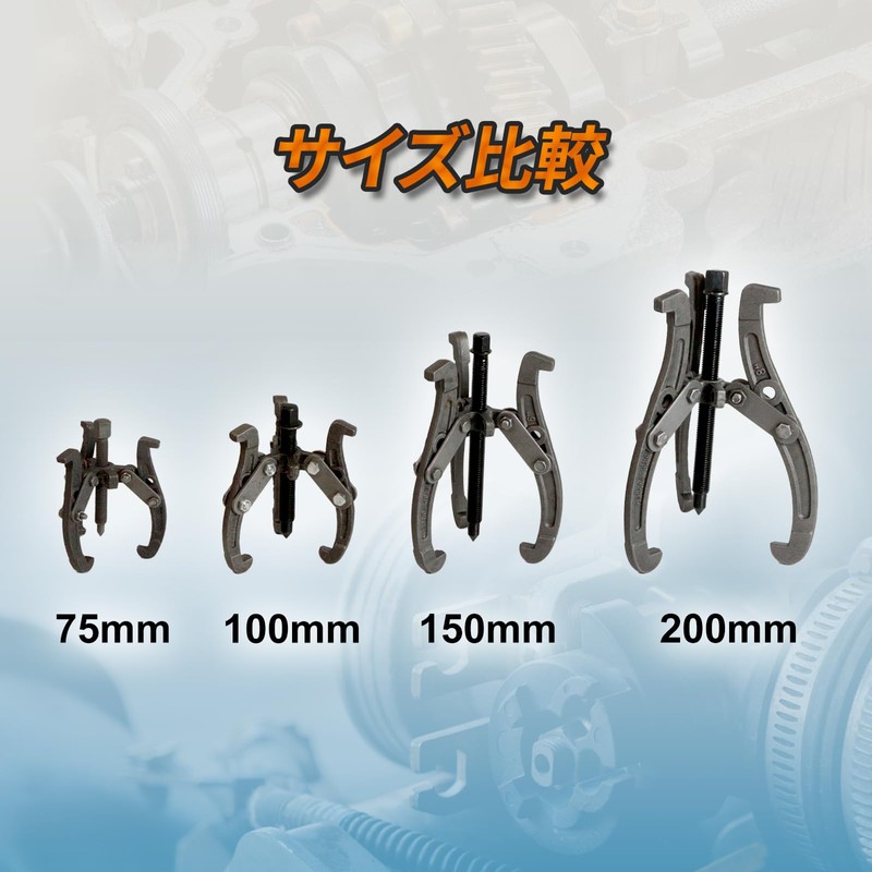 Nishihaya 2-Jaw/3-Jaw Changeable Gear Puller, Pulley Removal Tool, Bearing Puller,