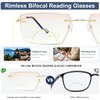 Bifocal Reading Glasses Men Women Rimless Blue Light Blocking Glasses