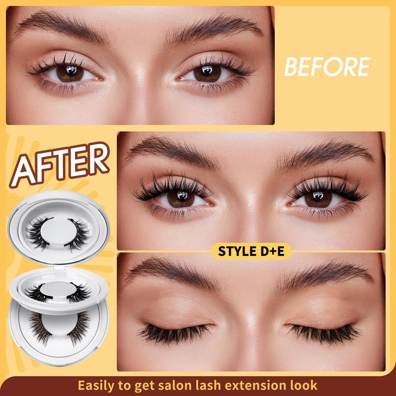 QUEWEL 2 Pairs Magnetic Eyelashes Natural Look, Reusable Magnetic Eyelashes