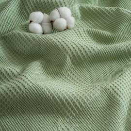 RAYME TEKSTIL 100% Turkish Cotton Blanket Twin Size Waffle Weave Blankets, Made in Turkiye, Light Airy Throw Bedspread (Mint Green, Twin Size Blanket 70 x 90 inch)