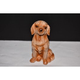 Adorable 3.5" Golden Retriever / Labrador Lab Wood Look Puppy Dog Statue Figure